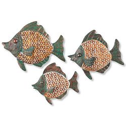 3 Tropical Fish Metal Wall Sculptures