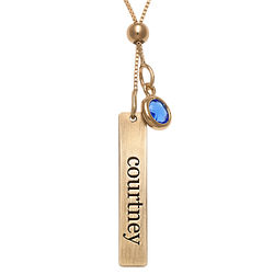 Personalized Gold-Plated Bar Necklace with Birthstone