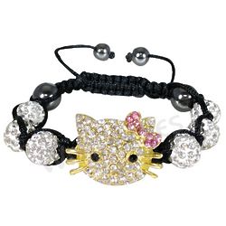 Crystal Beaded Kitty Shamballa Bracelet