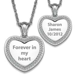 Silver Plated Beaded Memorial Heart Necklace