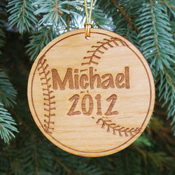 Personalized Wooden Baseball Christmas Ornament