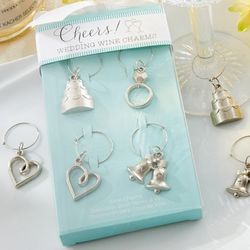 Silver-Toned Wedding Wine Charms