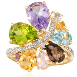Multi-Stone Diamond Floral Spray Ring