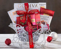 Godiva Chocolate and Truffles Sleigh Gift Basket