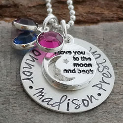 Personalized Sterling Silver Love You to the Moon & Back Necklace