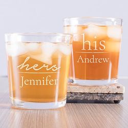 Personalized His and Hers Rocks Glasses