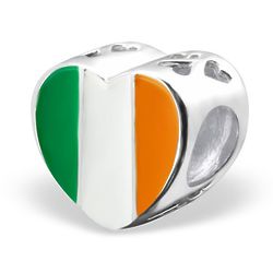 Irish Flag Heart Charm Bead - Pandora Compatible