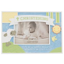 Christening Photo Frame with Pastel Colors