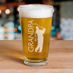 Golfer Engraved Beer Glass