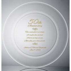 50th Wedding Anniversary Crystal and Gold Plate