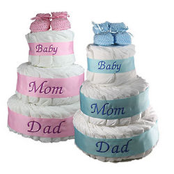 Mom, Dad and Baby Diaper Cake