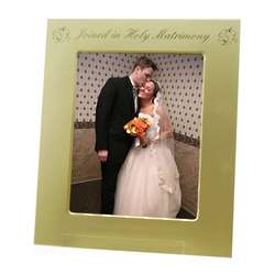Personalized Holy Matrimony Gold Metal Frame
