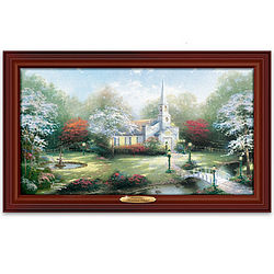 Hometown Chapel Illuminated Framed Canvas Print