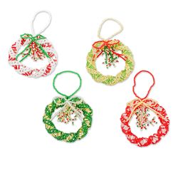 4 Glass Beaded Ornaments