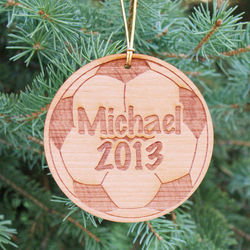 Personalized Soccer Wooden Christmas Ornament