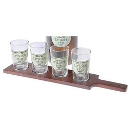 Personalized Good Friends Pub Tasting Paddle and Glasses