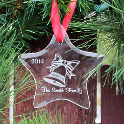 Glass Star Personalized Christmas Ornament with Bell