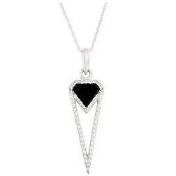 Onyx and Diamond Pendant in Sterling Silver