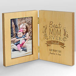 Engraved Best Mom Ever Hinged Picture Frame