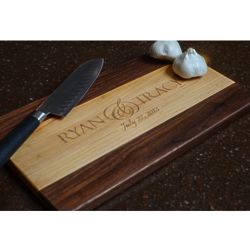 Personalized Name and Date 2-Tone Wood Cutting Board