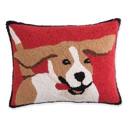 Hooked Wool Beagle Throw Pillow
