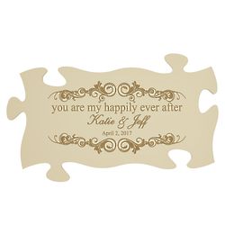 Personalized My Happily Ever After Puzzle Decoration in Cream