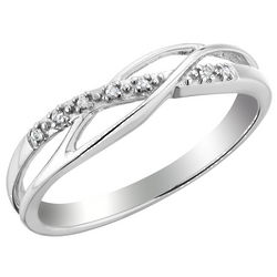 Curving Bands Diamond Promise Ring in Sterling Silver