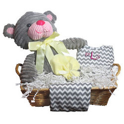 Personalized Chevron Baby Gift Basket
