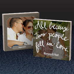 Fell In Love Double Sided Photo Bamboo Art Plaque