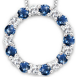Circle Of Enchantment Blue and White Sapphire Necklace