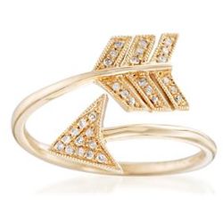 Diamond Arrow Bypass Ring in 14kt Yellow Gold