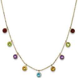 Multi Color Gemstone Necklace in 14k Yellow or White Gold