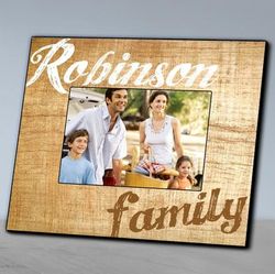 Personalized Family Name Brown Wood Grain Picture Frame