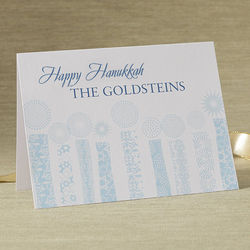 Personalized Happy Hanukkah Candle Holiday Cards and Envelopes