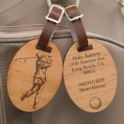 Golfer's Personalized Vintage Wood Bag Tag
