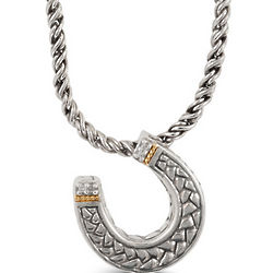 Sterling Silver and 18K Gold Yellow Horseshoe Pendant Necklace