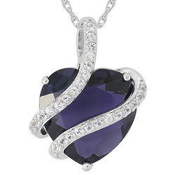 Created Amethyst and White Sapphire Heart Pendant in Silver