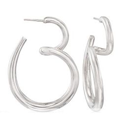 Italian Sterling Silver Fancy Swirl Hoop Earrings
