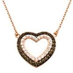White and Brown Cubic Zirconia Heart Pendant