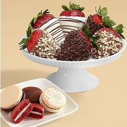4 Classic Macarons and 6 Dipped Strawberries
