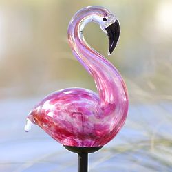 Solar Glass Flamingo Stake