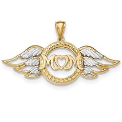 Mom with Angel Wings 14K Gold Two Tone Pendant
