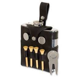 Leather and Stainless Steel Golf Flask