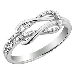 Sterling Silver Diamond Love Knot Promise Ring