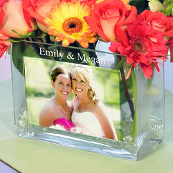 Bridesmaid's Personalized Glass Photo Vase