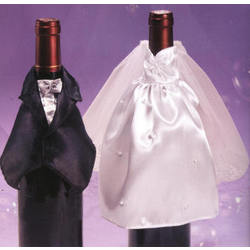 Bride & Groom Satin Bottle Covers