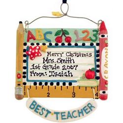 Personalized Best Teacher Resin Christmas Ornament