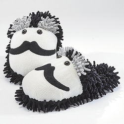 Mustache Fuzzy Friends Slippers - FindGift.com