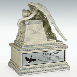 Weeping Angel Medium Cremation Urn with Engravable Plaque