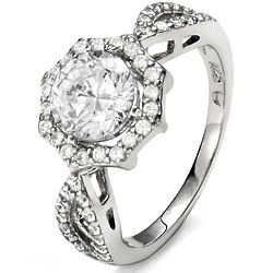 Elegant Brilliant Cut Halo Cubic Ziconia Engagement Ring